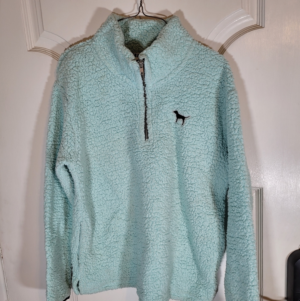 PINK Victoria's secret aqua blue fleece sweater Sm